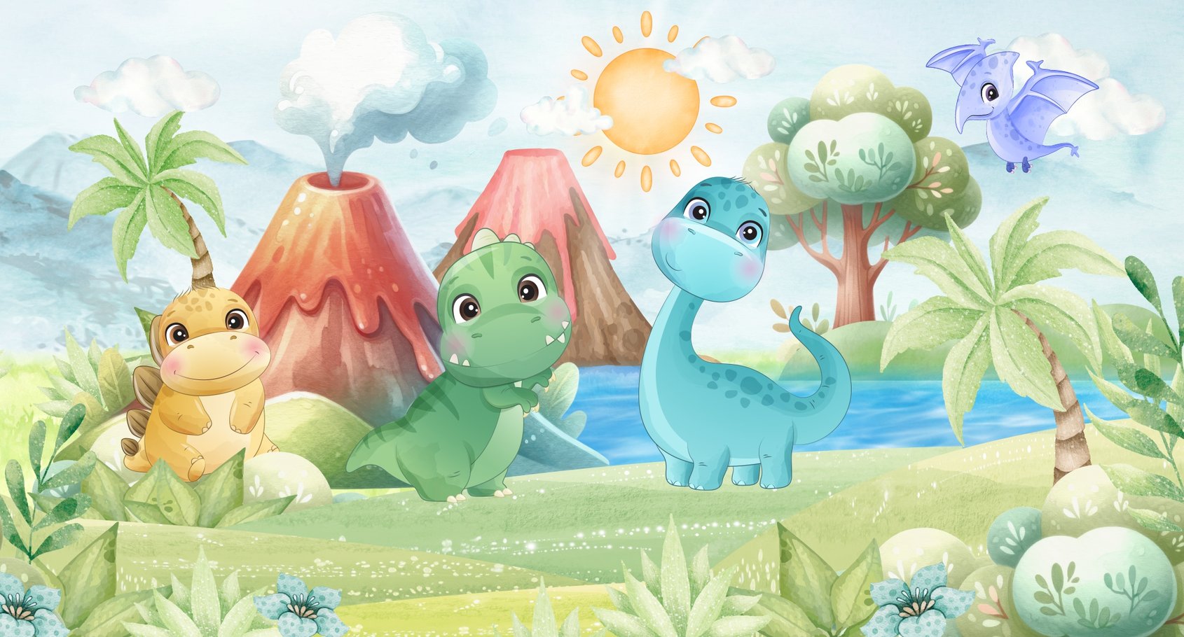 Capa do tema Dinossauros Cute — Gustavo Faggiani Design